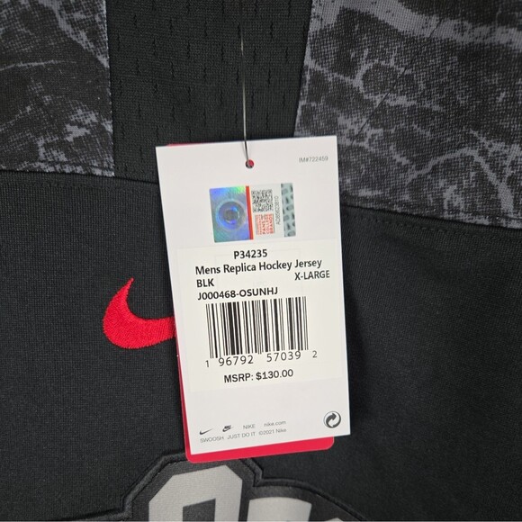 Nike Ohio State Buckeyes Black Ice Hockey Jersey Blank Size XL NWT - Picture 5 of 9